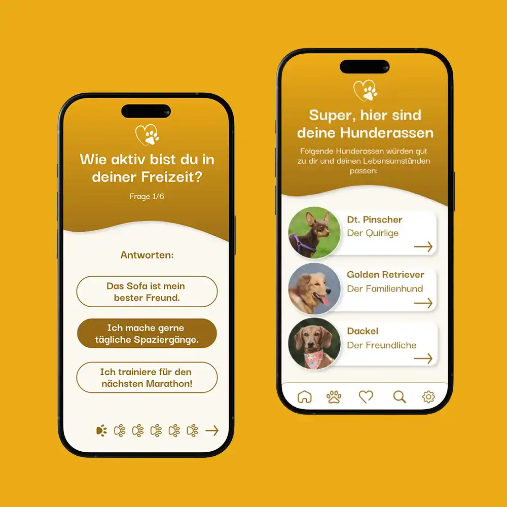 app design auf 2 Screens