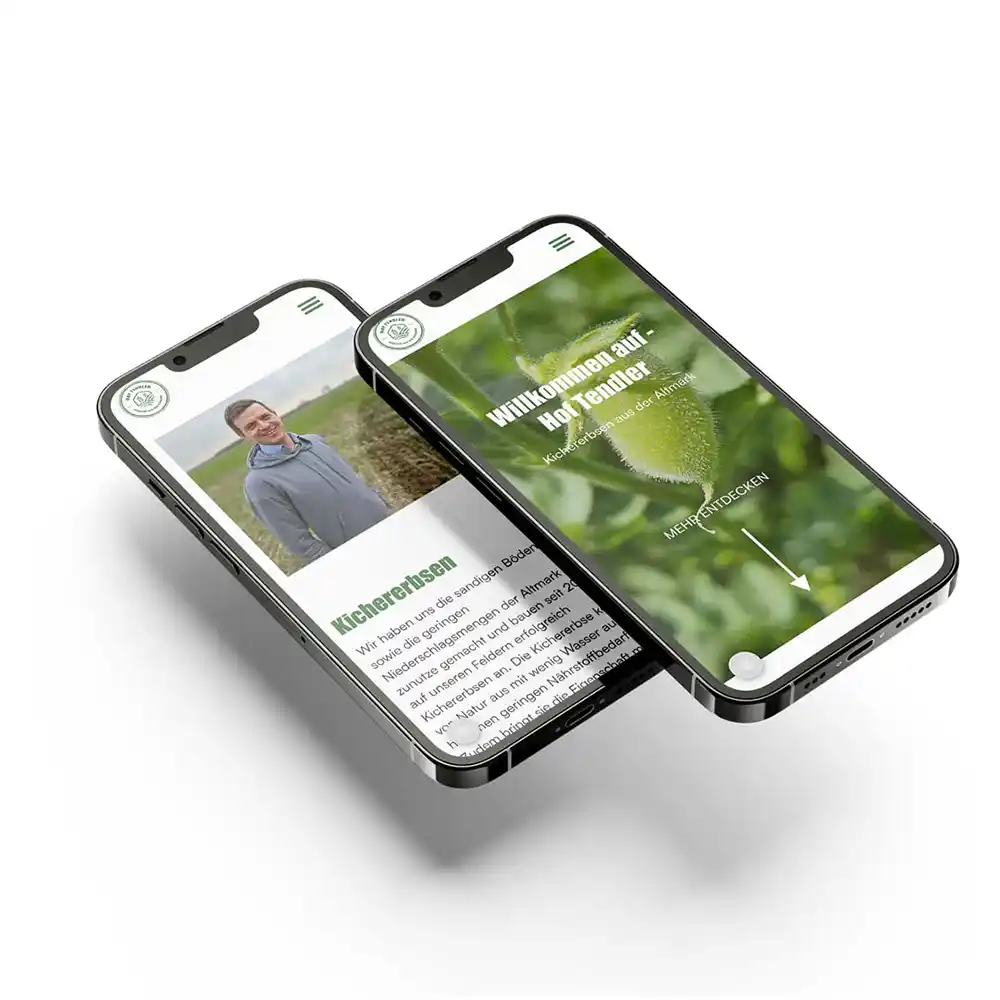 Hof Tendler Webshop auf Handyansicht