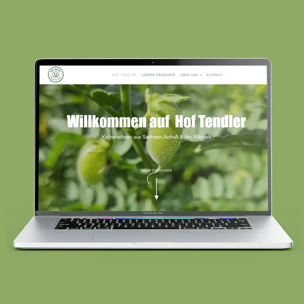 Hof Tendler Website auf einem Laptop